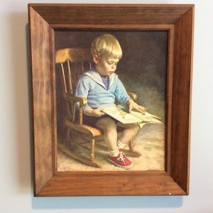 Vintage Framed Art Pictures Girl Boy Pictures